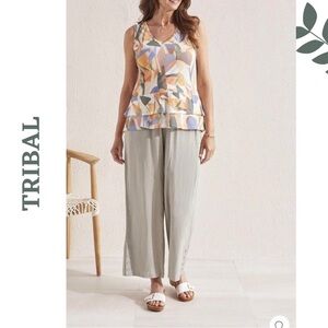 Tribal Spring/Summer 2024-1794O-4525-Pull On Ankle Pant-Dried Sage